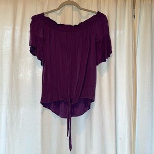 Purple off the shoulder tie front blouse
No brand
A little lighter in picture